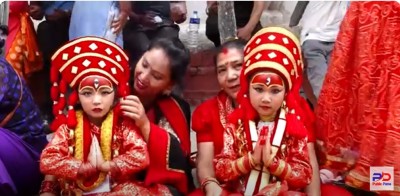 हनुमान ढोका परिसरमा बुधबार सामूहिक कुमारी पूजा - भिडियो